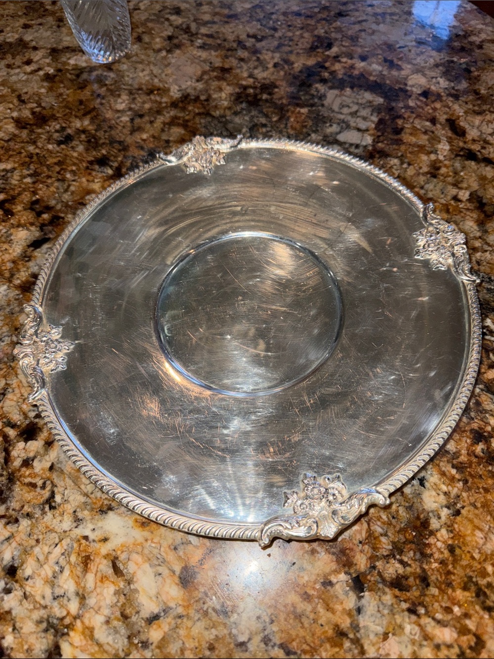 Silver Plated Decorative Georgian Community Plate - Ornate Edge